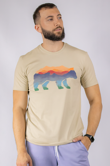 camiseta masculina acácia manga curta com estampa de urso