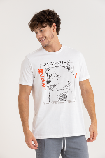 Camiseta Manga Curta Cor Branca Estampa Trust