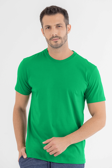 Camiseta Masculina Manga Curta Básica Premium Lisa Verde Cura