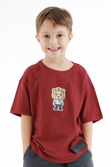 Camiseta Infantil Manga Curta Oversized The Bears Go On Vermelha