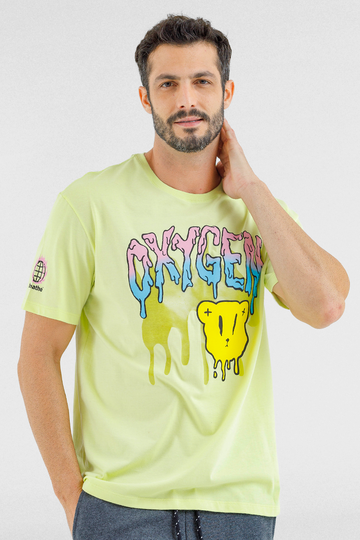 Camiseta Masculina Manga Curta Oversized Oxygen Amarelo Limão