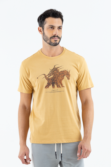 Camiseta Masculina Manga Curta Sustentável Drago Di Vaia Amarelo Terra